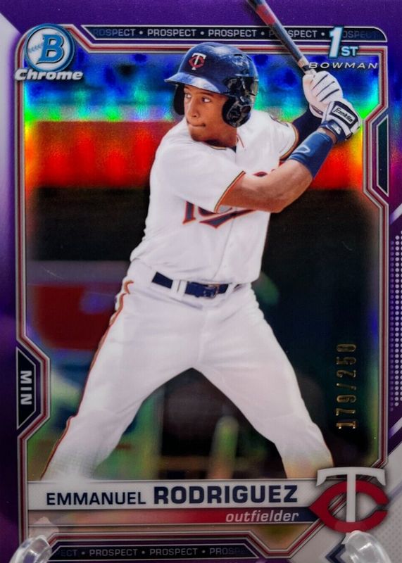 Emmanuel Rodriguez 2021 Bowman Chrome #BCP-207 Prospects - Purple Refractor /250 (1st) RAW