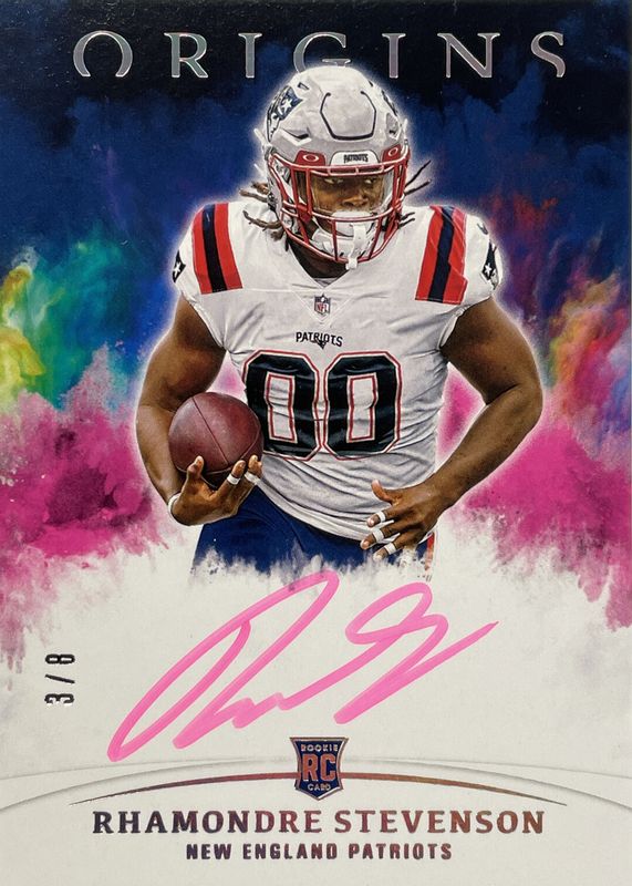 Rhamondre Stevenson 2021 Origins #RA-RS Rookie Autographs - Pink /8 RAW