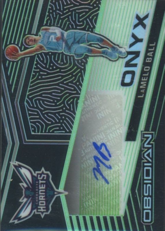 LaMelo Ball 2020 Obsidian #ONY-LMB Onyx Autographs - Electric Etch Green (/15) Rookie RAW