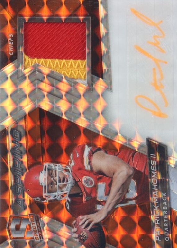 Patrick Mahomes II 2017 Spectra #APA-PM Aspiring Patch Autographs - Neon Orange /5 Rookie PSA 10