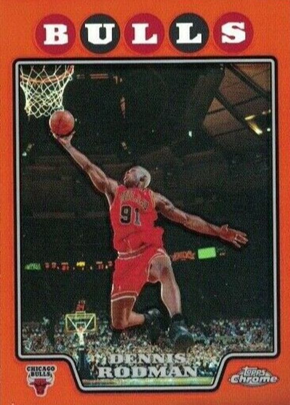 Dennis Rodman 2008 Topps Chrome #167 Orange Refractor /499 PSA 9