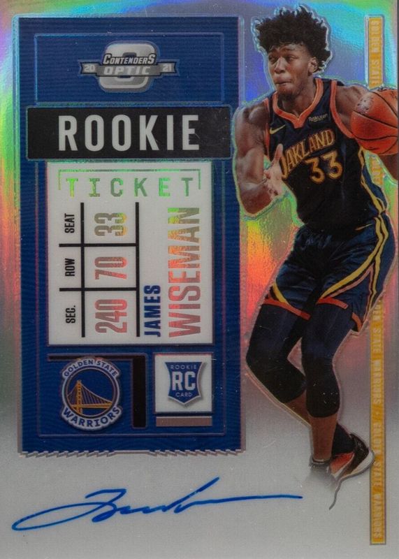 James Wiseman 2020 Contenders Optic #109 Rookie Ticket Auto (Dark Jersey) Rookie RAW