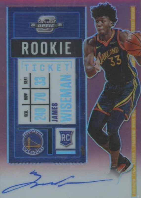 James Wiseman 2020 Contenders Optic #109 Rookie Ticket Auto - Red /149 (Dark Jersey) Rookie SGC 9.5