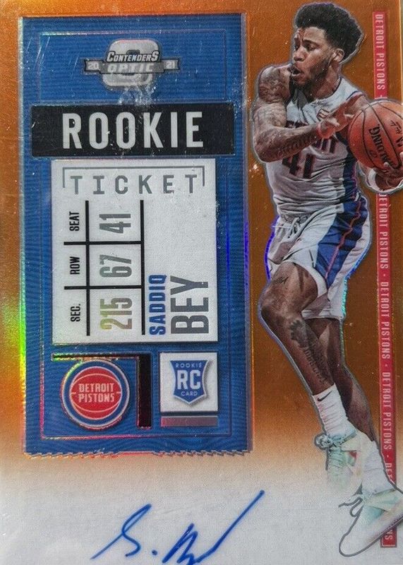 Saddiq Bey 2020 Contenders Optic #113 Rookie Ticket Auto - Orange /25 (White Jersey) RAW