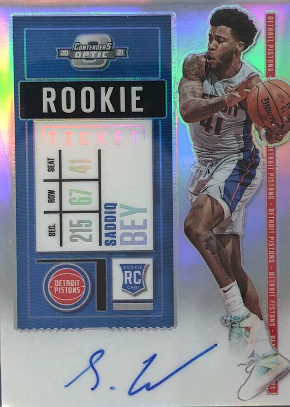 Saddiq Bey 2020 Contenders Optic #113 Rookie Ticket Auto (White Jersey) PSA 10