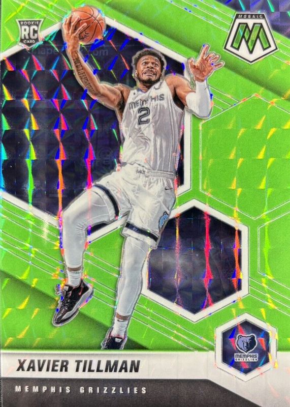 Xavier Tillman 2020 Mosaic #213 Green Fluorescent /10 Rookie SGC 10