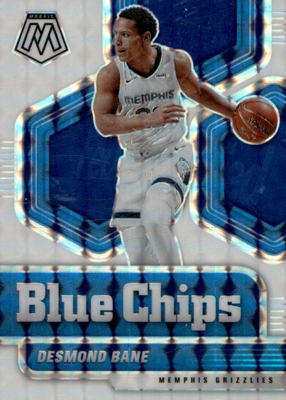 Desmond Bane 2020 Mosaic #15 Blue Chips - White /25 Rookie RAW