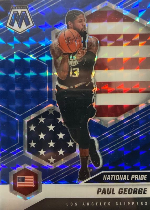 Paul George 2020 Mosaic #255 National Pride - Blue /99 PSA 9