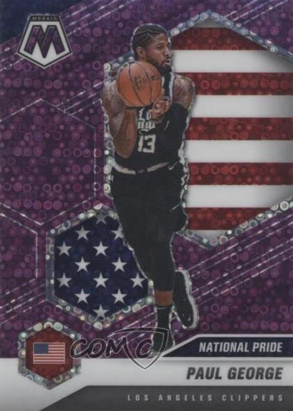 Paul George 2020 Mosaic #255 National Pride - Fast Break Purple /50 SGC 10