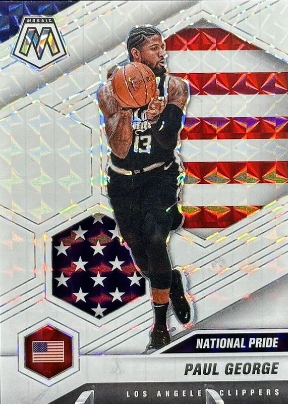 Paul George 2020 Mosaic #255 National Pride - White /25 SGC 10