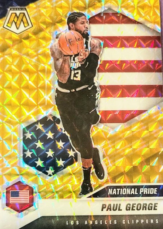 Paul George 2020 Mosaic #255 National Pride - Gold /10 PSA 9