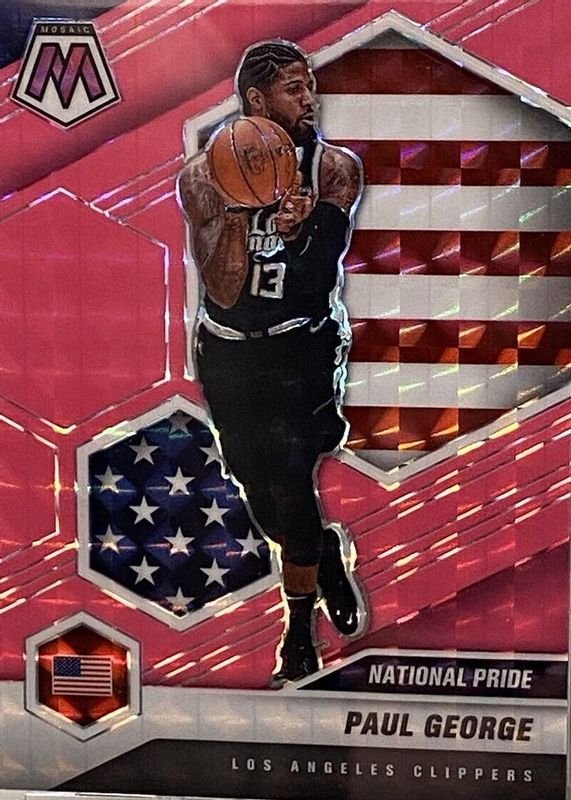 Paul George 2020 Mosaic #255 National Pride - Pink Fluorescent /10 SGC 10