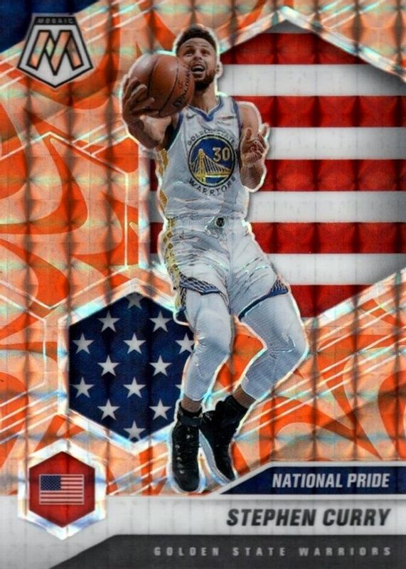 Stephen Curry 2020 Mosaic #249 National Pride - Reactive Orange SGC 10