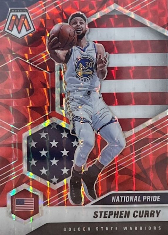 Stephen Curry 2020 Mosaic #249 National Pride - Reactive Red RAW