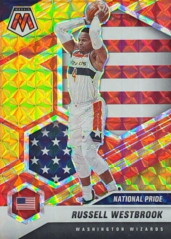 Russell Westbrook 2020 Mosaic #253 National Pride - Choice Fusion Red & Yellow /88 PSA 10