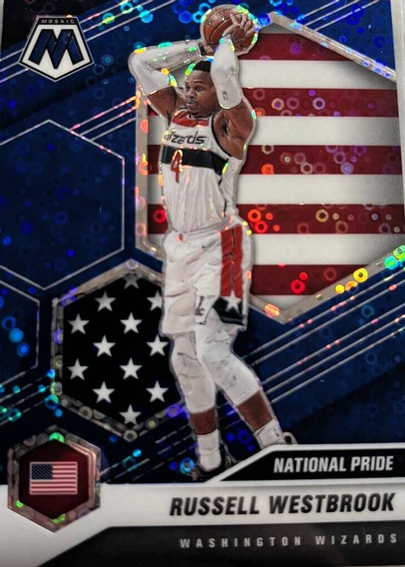 Russell Westbrook 2020 Mosaic #253 National Pride - Fast Break Blue /85 PSA 10