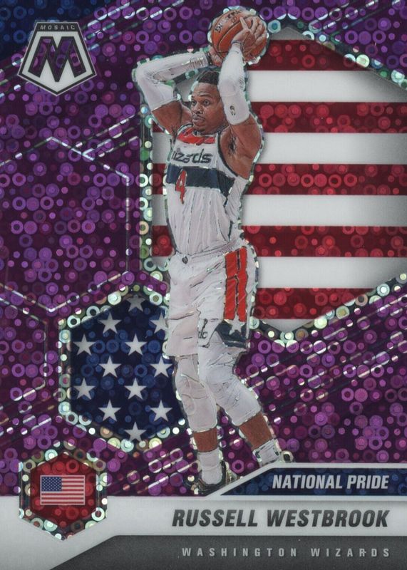 Russell Westbrook 2020 Mosaic #253 National Pride - Fast Break Purple /50 BGS 9.5