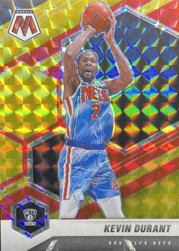 Kevin Durant 2020 Mosaic #7 Choice Fusion Red & Yellow /88 BGS 9