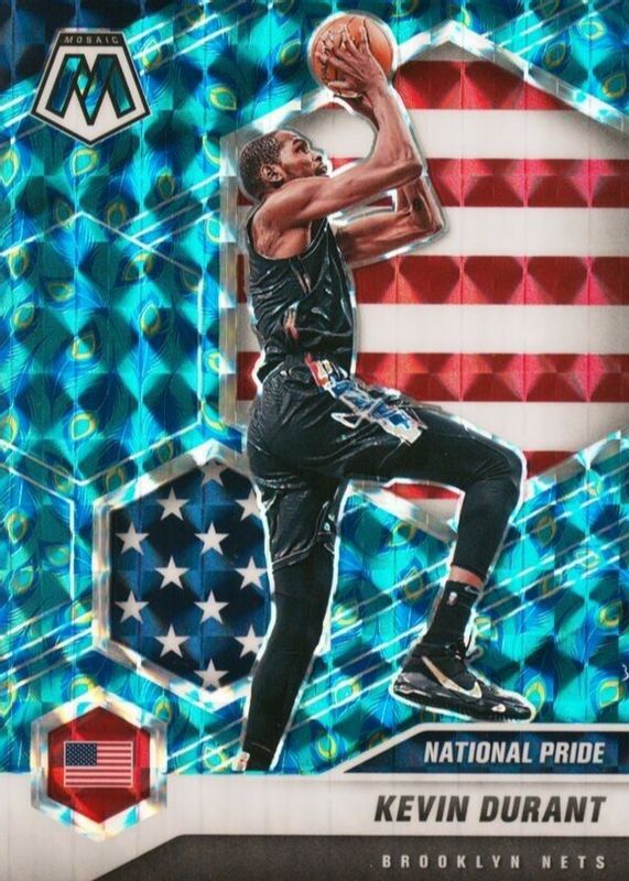 Kevin Durant 2020 Mosaic #248 National Pride - Choice Peacock /(SSP) RAW