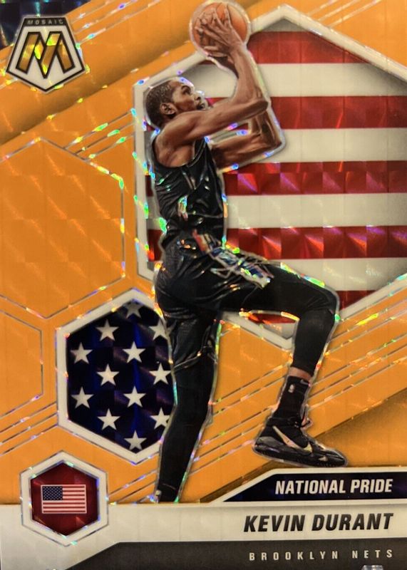 Kevin Durant 2020 Mosaic #248 National Pride - Orange Fluorescent /25 SGC 10