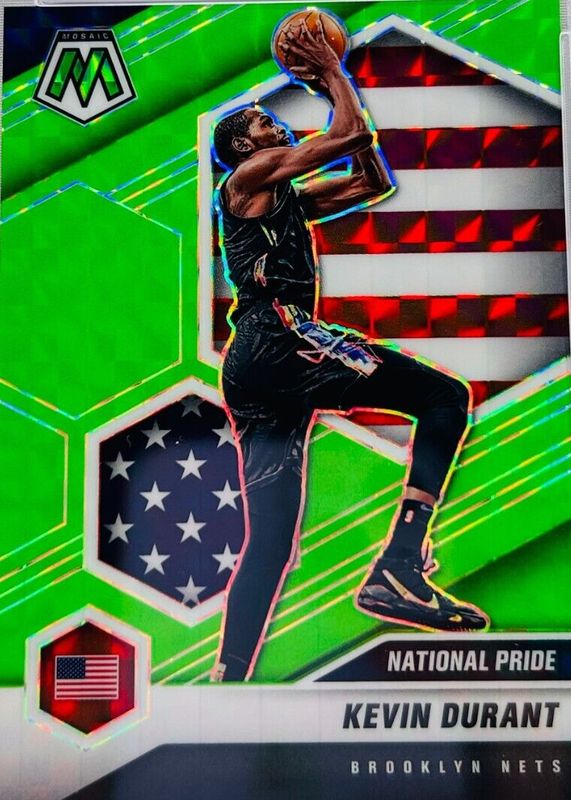 Kevin Durant 2020 Mosaic #248 National Pride - Green Fluorescent /10 PSA 10