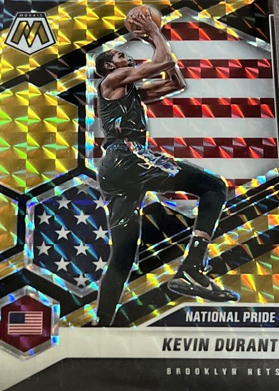 Kevin Durant 2020 Mosaic #248 National Pride - Choice Black & Gold /8 RAW