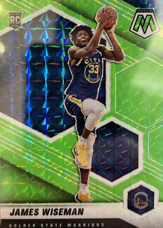 James Wiseman 2020 Mosaic #205 Green Fluorescent /10 Rookie RAW