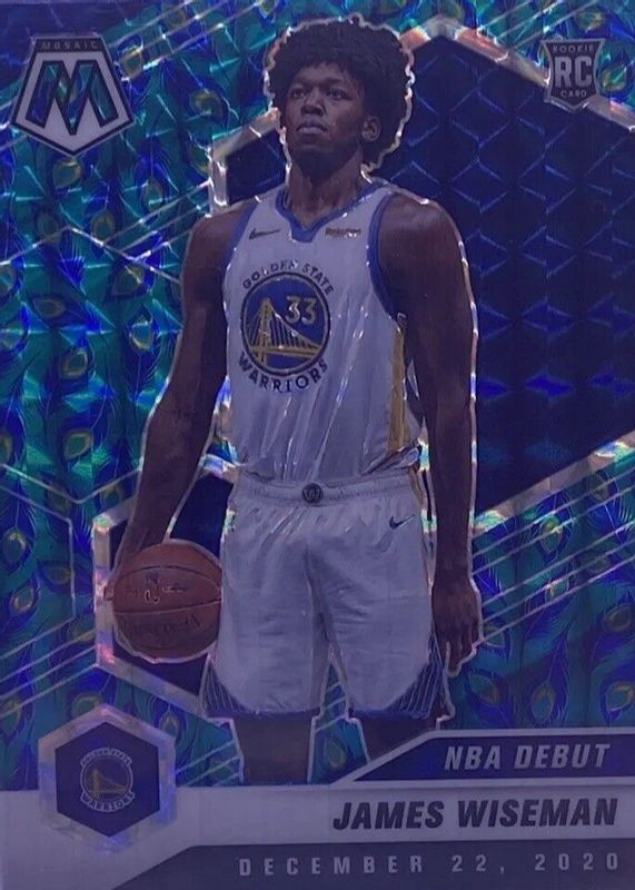 James Wiseman 2020 Mosaic #266 NBA Debut - Choice Peacock /(SSP) Rookie RAW