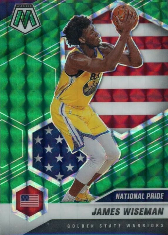 James Wiseman 2020 Mosaic #260 National Pride - Green Rookie BGS 9