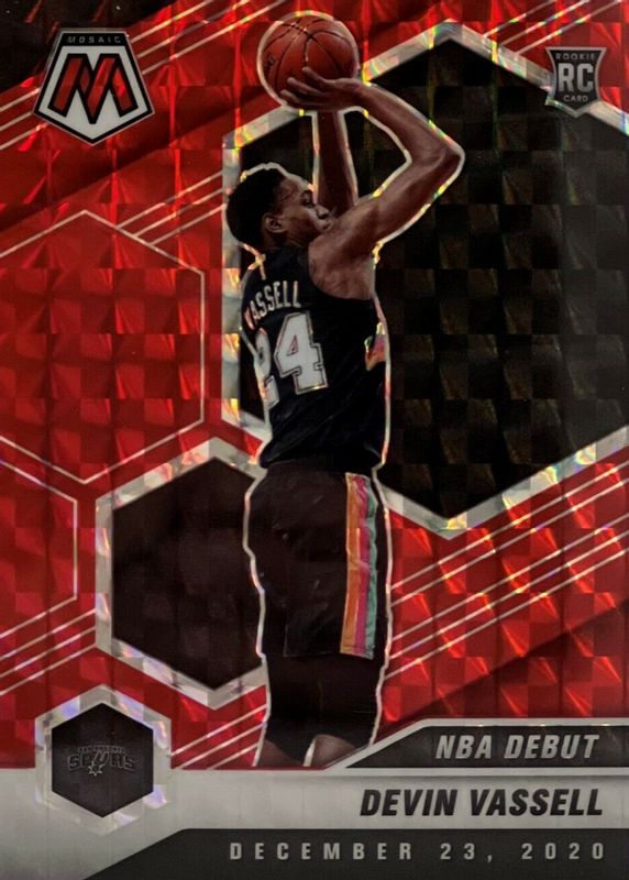 Devin Vassell 2020 Mosaic #278 NBA Debut - Red Rookie RAW