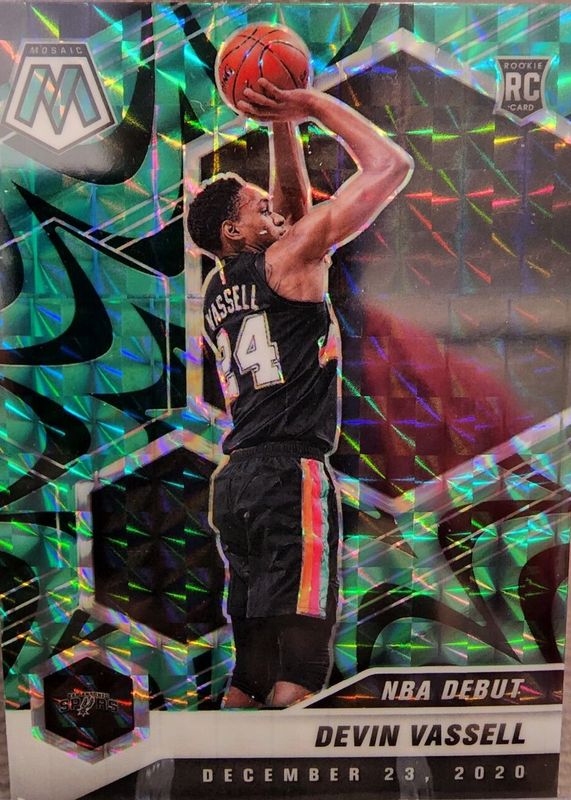 Devin Vassell 2020 Mosaic #278 NBA Debut - Reactive Green Rookie RAW