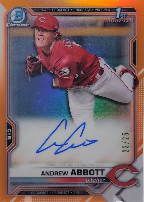 Andrew Abbott 2021 Bowman Draft #CDA-AA Chrome DP Auto - Orange Refractor /25 (1st) PSA 10