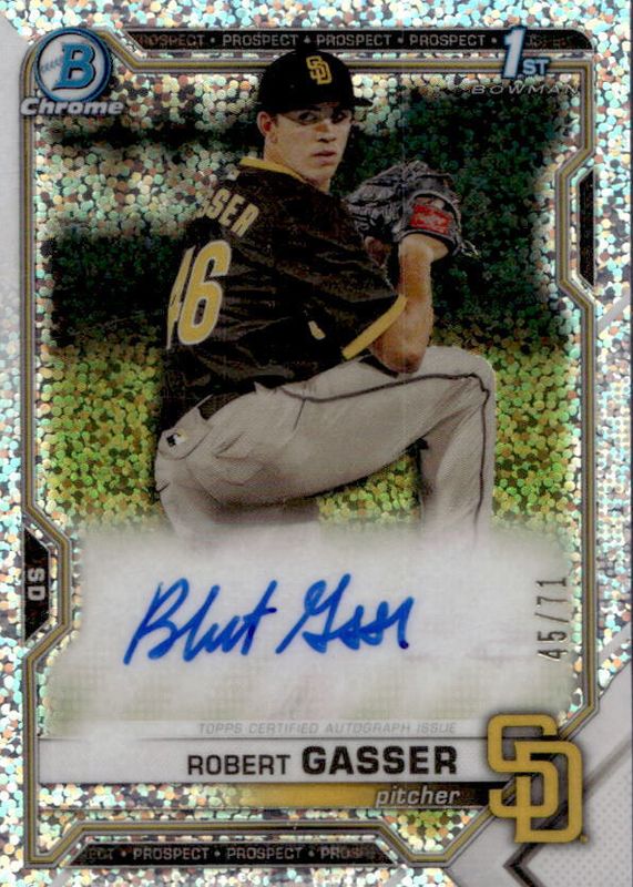 Robert Gasser 2021 Bowman Draft #CDA-RG Chrome DP Auto - Sparkle Refractor /71 (1st) RAW