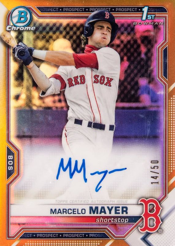 Marcelo Mayer 2021 Bowman Draft #CDA-MM Chrome DP Auto - Gold Refractor /50 (1st) SGC 10