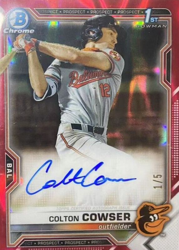 Colton Cowser 2021 Bowman Draft #CDA-CC Chrome DP Auto - Red Lava Refractor /5 (1st) SGC 9