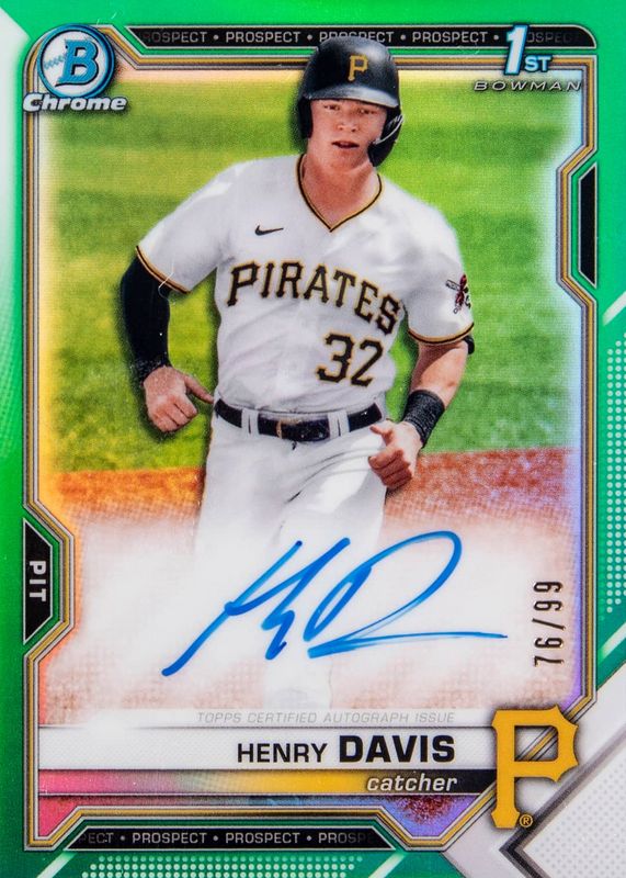 Henry Davis 2021 Bowman Draft #CDA-HD Chrome DP Auto - Green Refractor /99 (1st) PSA 10