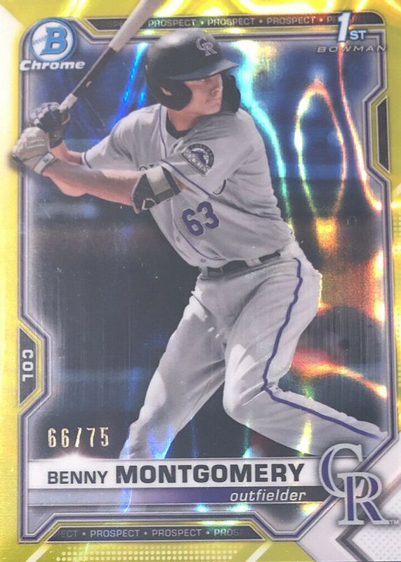 Benny Montgomery 2021 Bowman Draft #BDC-84 Chrome - Yellow Lava Refractor /75 (1st) RAW