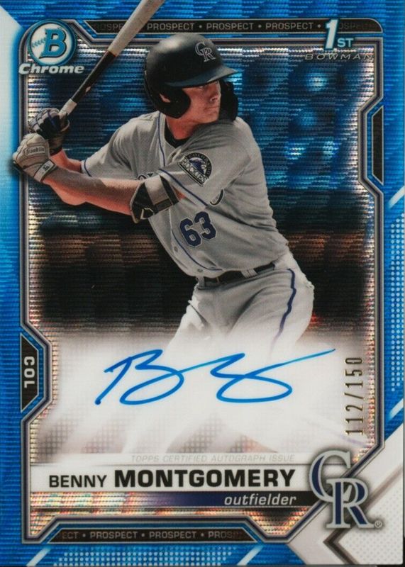 Benny Montgomery 2021 Bowman Draft #CDA-BM Chrome DP Auto - Blue Wave Refractor /150 (1st) PSA 10