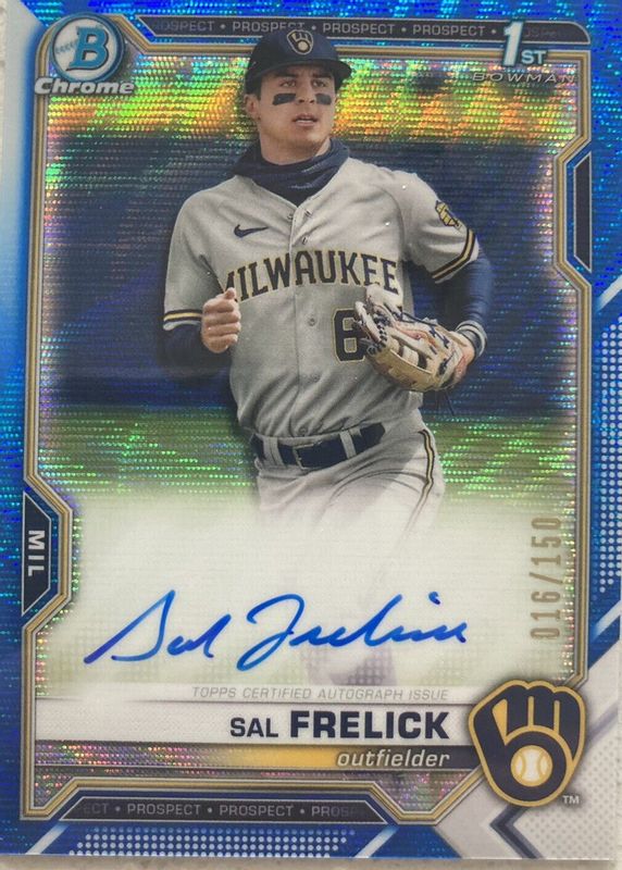 Sal Frelick 2021 Bowman Draft #CDA-SF Chrome DP Auto - Blue Wave Refractor /150 (1st) SGC 10