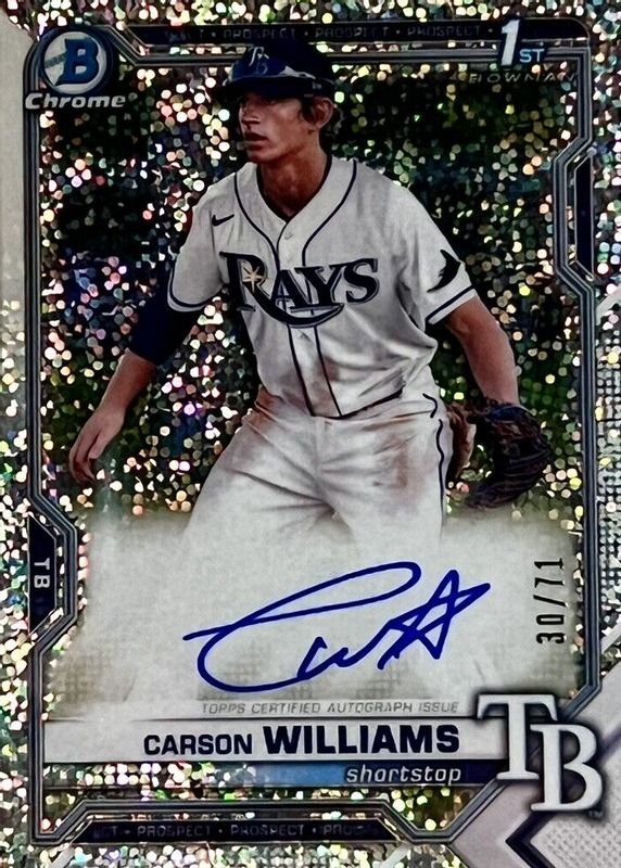 Carson Williams 2021 Bowman Draft #CDA-CW Chrome DP Auto - Sparkle Refractor /71 (1st) PSA 9