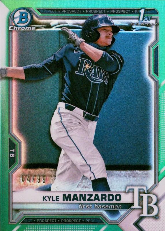 Kyle Manzardo 2021 Bowman Draft #BDC-191 Chrome - Green Refractor /99 (1st) BGS 10 PRISTINE