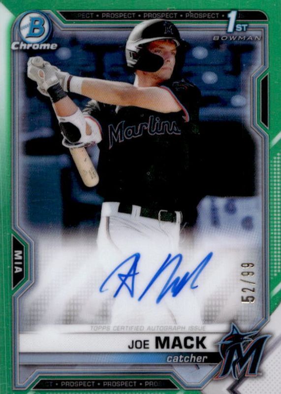 Joe Mack 2021 Bowman Draft #CDA-JMA Chrome DP Auto - Green Refractor /99 (1st) Rookie SGC 10