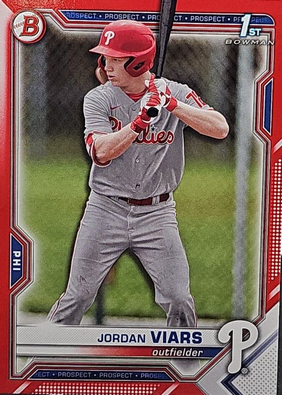 Jordan Viars 2021 Bowman Draft #BD-132 Red /5 (1st) SGC 9.5