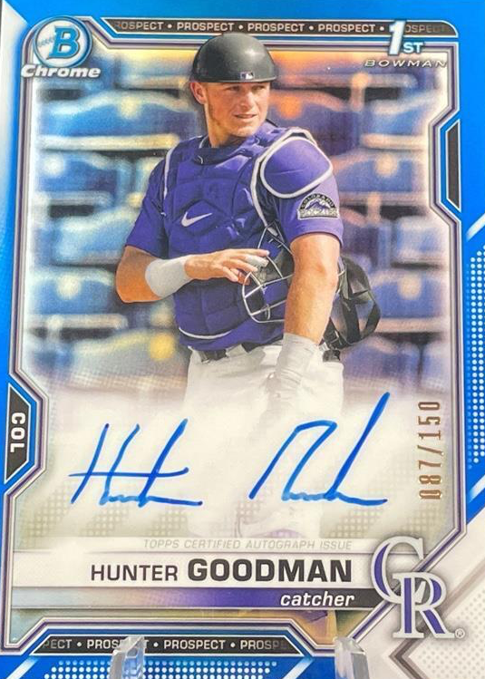 Hunter Goodman 2021 Bowman Draft #CDA-HG Chrome DP Auto - Blue 