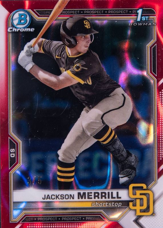 Jackson Merrill 2021 Bowman Draft #BDC-119 Chrome - Red Lava Refractor /5 (1st) SGC 9