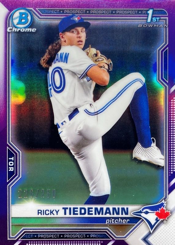 Ricky Tiedemann 2021 Bowman Draft #BDC-89 Chrome - Purple Refractor /250 (1st) PSA 10