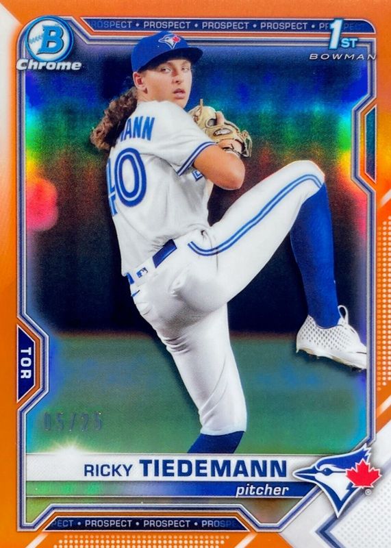 Ricky Tiedemann 2021 Bowman Draft #BDC-89 Chrome - Orange Refractor /25 (1st) SGC 10