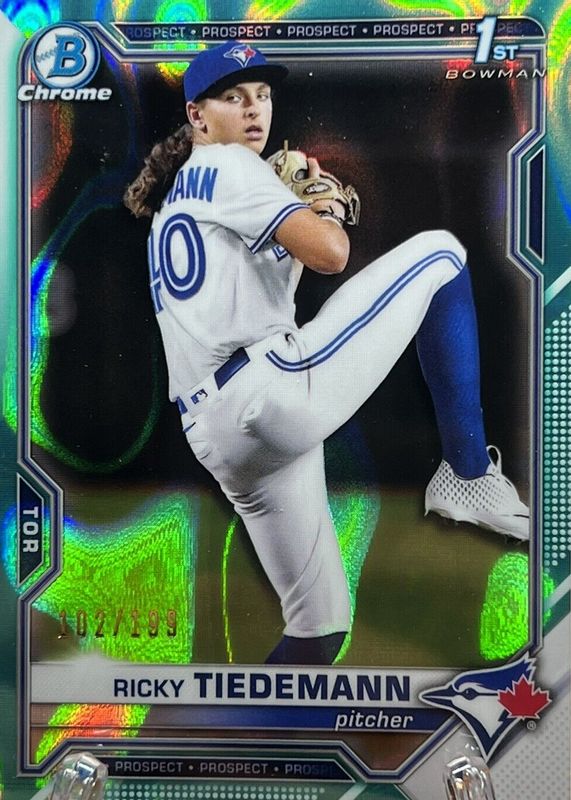 Ricky Tiedemann 2021 Bowman Draft #BDC-89 Chrome - Aqua Lava Refractor /199 (1st) BGS 9.5