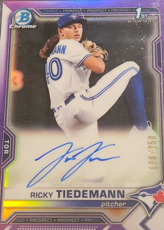 Ricky Tiedemann 2021 Bowman Draft #CDA-RTI Chrome DP Auto - Purple Refractor /250 (1st) PSA 10