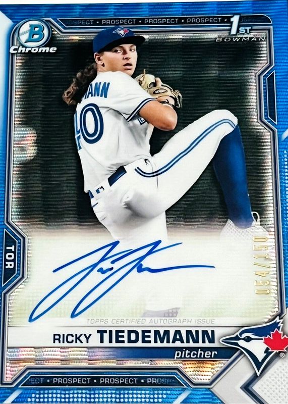 Ricky Tiedemann 2021 Bowman Draft #CDA-RTI Chrome DP Auto - Blue 